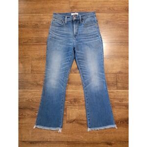 Madewell Cali Demi Boot Crop Jeans Frayed Hem Medium Wash Denim Size 26